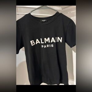 Balmain Black Tee with White Lettering